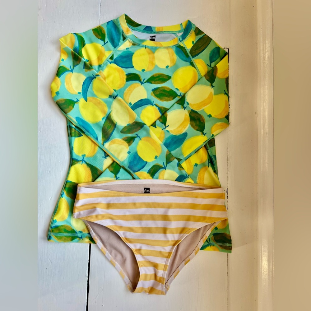 Colorful Lemon Print Swim Set